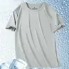 Camiseta de Manga Corta para Hombre Verano Color Sólido Holgada Transpirable Alta Elasticidad Secado Rápido Camiseta Deportiva Casual para Hombre Seda de Hielo Secado Rápido