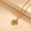Collar Colgante Cuadrado de Esmalte Estilo Chino con Diseño Hueco de Filigrana e Incrustaciones de Esmalte Colorido, Joyería Versátil de Alta Gama Estilo Corte Vintage