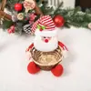 Decorações de Natal Desenho Animado Velhinho Cesta de Doces Crianças Grande Cesta de Presente de Bambu Atmosfera Festiva Decoração de Mesa