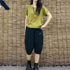 Gordo mm200 kg moda terno feminino verão manga curta camiseta calça solta casual Joker Harlan calças macacão