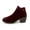 Botines de tobillo con tacón grueso de punta redonda de terciopelo nuevos transfronterizos para mujer, cremallera lateral transfronteriza, casual, delgados, tacón medio Amazon