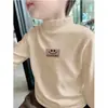 Camisetas Térmicas Gruesas de Manga Larga Cepillada con Cuello Semi-Alto para Niños y Adolescentes para Otoño e Invierno