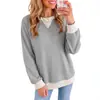 Amazon Transfronterizo Europeo y Americano Otoño e Invierno 2026 Nuevo Suéter Casual para Mujer Parches Bloque de Color Waffle Manga Larga Camiseta