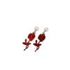 Aretes Colgantes de Rosa Roja Ankora Diseño Nicho Sentido de Alta Gama Personalidad Combinación Total Divertidos Elegantes Aretes para Mujer