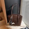 Bolsa Texturizada de Grande Capacidade para Mulheres 2025 Primavera Nova Bolsa de Ombro Retrô Textura Simples Bolsa Balde para Trabalho