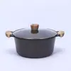 Panela funda panela de sopa pedra Maifan antiaderente tampa de vidro espessa alça binaural panela de pedra Maifan fogão a gás indução universal