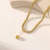 Moda 18K ouro e titânio aço brincos pingente brincos longos personalidade simples esferas contas retro todos-combinar acessórios de deslocamento