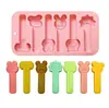 Molde de Silicona con Forma de Animal y Palo Largo para Caramelo Duro, Herramienta para Hacer Caramelo Difícil de Masticar, Juego de 6 Piezas