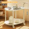 Mesa Lateral Criativa para Sofá, Carrinho Pequeno Móvel Estilo Creme com Rodas, Mesinha de Café Pequena Minimalista Moderna