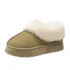Zapatos de Algodón Cálidos con Suela Gruesa de Bizcocho para Nieve que Aumentan la Altura Zapatillas de Algodón para el Hogar de Invierno para Mujer Zapatillas de Punta Cerrada Planas de Deslizamiento