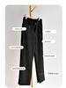 Pantalones Negros con Cremallera Talla Grande de Cintura Alta para Mujer Traje Pantalón para Ir al Trabajo, Primavera Pierna Recta Adelgazante Estrecho Cremallera Pantalones Casuales