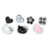 Botón de Corazón de Rosa Electroplateado Blanco y Negro Clásico Metálico Gato de Dibujos Animados Material para Accesorios Pequeños DIY Venta al por Mayor