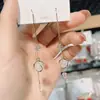 Pendientes con Borlas de Piedra Ojo de Gato Incrustados con Diamantes, Estilo Coreano Elegante y Dulce, Estilo de Celebridad de Internet Super Hada y Único, Joyería Versátil para Orejas