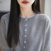 Verão Camiseta de Tricô de Manga Curta de Alta Qualidade com Combinação de Cores Cardigã Feminino 2025 Verão Novo Moda Estilo Ocidental Gola Redonda Cor de Contraste Top
