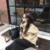 Gabardina corta retro estilo Dongdaemun coreano con cuello alto, doble botonadura, cordón en la cintura para ceñir, top casual holgado para mujer
