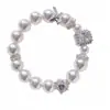 Perla Lunar Morada~Pulsera de Perlas con Cuentas en Forma de Corazón Estilo Corte Francés Pulsera Elegante con un Diseño Único para Mujeres