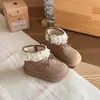 Botas Curtas de Veludo com Laço Estilo Coreano para Meninas 2025 Outono e Inverno Novos Sapatos Infantis Sapatos de Algodão de Princesa para Meninas Sapatos de Bebê