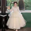 Vestido de Anfitriã para Meninas Novo Vestido de Princesa de Tule com Lantejoulas de Manga Longa Festa de Aniversário Festa Vestido para Apresentação de Piano