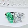 Exquisito anillo de circonita verde y blanca para mujer, ligero, de lujo, moderno, personalizado, para ir al trabajo, combinable, de alta gama, abierto.