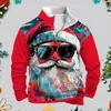 Sudadera Navideña para Hombre Estilo Comercio Exterior Transfronterizo 2024 Moda Sudadera con Estampado Digital Navideño Cuello Redondo Pullover
