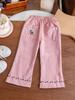 Pantalones para Niña Otoño 2024 Estilo Coreano Pantalones Casuales para Niños Moda para Niña Bordado Bordado Combinable Pantalones Acampanados