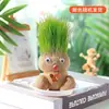 Muñeca de cabeza de césped muñeca floración planta de césped mini para niños en maceta interior balcón estilo TikTok hierba para gatos venta al por mayor