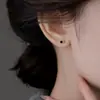 Pendientes de Botón Cuadrados Pequeños Simples Negros de Plata de Ley S999 para Mujer, Pendientes Populares Amigables con los Oídos, Pendientes de Alta Gama
