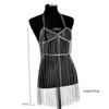 Vestido cruzado de pecho con borlas transfronterizo Cadena metálica Sujetador Cadena corporal de personalidad Accesorios de vestir