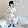 Pijama para Niños Niños Traje Delgado de Manga Corta Niñas Ropa de Casa para Aire Acondicionado Seda de Hielo Transpirable Clase A 0-10 Años Bebé