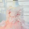 Vestido Princesa Floral Tridimensional para Meninas, Vestido de Daminha de Casamento de Alta Qualidade, Vestido Tutu para Performance de Aniversário Infantil, Performance de Piano