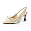 Sandálias de Salto Agulha Bico Fino Estilo Francês para Mulheres, Moda Nova Verão 2026 Sapatos de Salto Alto Bico Fechado com Laço