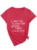Amazon Te Quiero Carta Simple Camiseta de Manga Corta con Cuello en V para Mujer Venta al Por Mayor Respaldo de Camiseta Comercio Exterior Transfronterizo