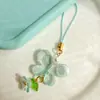 [Primavera] cordão de laço de estrela de cinco pontas verde corda anti-perda para celular corrente de celular pingente decorativo