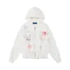 Moletom Cardigan Plissado de Bolinhas Cartoon Doce e Cool para Mulheres Outono e Inverno 2025 Novo Casaco Curto Casual Solto com Capuz