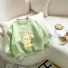 Nova Blusa de Moletom Forrada com Lã Infantil Estilo Outono/Inverno Top para Meninos e Meninas Aconchegante Quente de Inverno Estampa de Desenho Outerwear Manga Longa