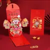 Envelope Vermelho de Ano Novo 2026 Novo Modelo Pop-Up 3D Personalizado Criativo Dobrável Pacote Vermelho para o Ano do Cavalo Envelope de Dinheiro da Sorte para Crianças