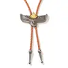 Corbata de Lazo con Forma de Águila Retro para Hombre, Cordón Tejido para el Cuello, Accesorio de Colgante Metálico Estilo Vaquero Occidental