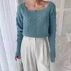 Suéter para Mujer 2026 Otoño e Invierno Nuevo Estilo Coreano Holgado Cuello Cuadrado Grueso Trenzado de Punto Prendas de Abrigo Ceñido a la Cintura Adelgazante Top de Punto