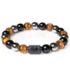 Pulseira Nova Amazon com Contas de Pedra Tripla Doze Constelações Olho de Tigre Hematita Obsidiana Pulseira Atacado Comércio Exterior