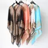 Xale de castanha de caju proteção solar feminina chiffon fivela de pérola proteção solar versátil toalha de praia super longa lenço mágico multifuncional