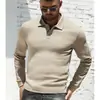 Outono 2026 Transfronteiriço Amazon 3D Masculino Casual Simples Gola Reversível Jacquard Polo Abotoado Cor Sólida Moda Versátil