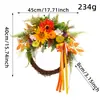 Corona de calabaza y piña Decoraciones para puertas y ventanas Corona de vid de hoja de arce y baya de Acción de Gracias Decoración de pared Corona de Acción de Gracias