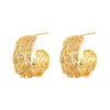 Pendientes de Encaje Hueco Estilo Francés, Diseño de Nicho, con Circonitas, Forma de C, Dulces y Frescos, Lujo Ligero, Moda de Alta Gama, Versátiles para Mujer