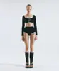 Bikini con Tirantes, Sexy Traje de Baño de Dos Piezas 2024 para Mujer, Estilo Color-Blocking, Bikini de Manga Larga, Estilo Coreano, Nuevo Modelo para Vacaciones