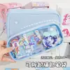 Estojo Transparente Destacável Personalizado, Material Escolar Multifuncional de Alto Padrão, Caixa Essencial de Lápis