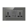 Hong Kong e Macau Exportador Vidro Cinza USB com Painel de Cinco Furos Fabricante Atacado Doméstico Duplo Transfronteiriço Multifuncional Tipo 86