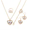 AliExpress transfronterizo nuevo estilo personalizado aleación forma de corazón diseño simple collar pulsera pendientes anillo traje de 5 piezas