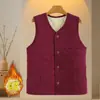 Colete de Veludo Alemão Outono e Inverno para Mulheres, Forrado com Fleece, Espessado e Quente, Colete de Gola V, Roupa para Mãe, Colete de Algodão com Veludo Dupla Face