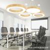 Lustre de grão de madeira redondo LED escritório ginásio cafeteria redonda em forma de lustre de vento industrial