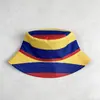 Gorra de Pescador Bloque de Color Bandera de Colombia Copa Mundial 2026 Protección UV Sombrero para el Sol Sombrero de Cubo Sombrero de Aficionado